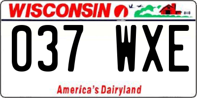 WI license plate 037WXE