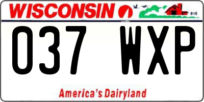 WI license plate 037WXP