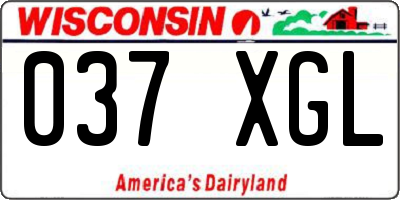 WI license plate 037XGL