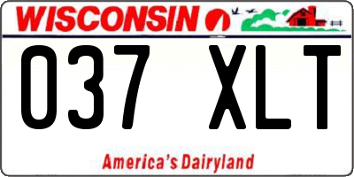 WI license plate 037XLT
