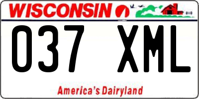 WI license plate 037XML