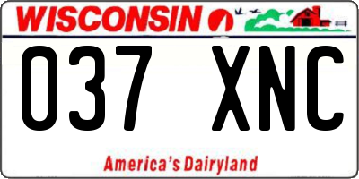 WI license plate 037XNC