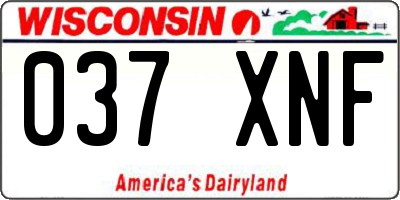 WI license plate 037XNF
