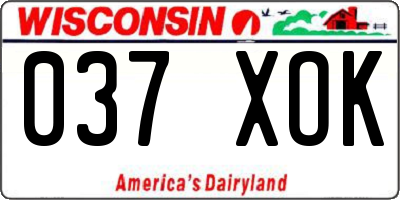 WI license plate 037XOK
