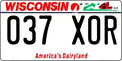 WI license plate 037XOR