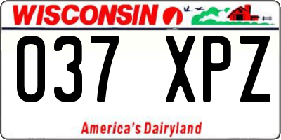 WI license plate 037XPZ