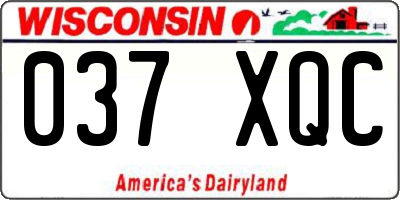 WI license plate 037XQC