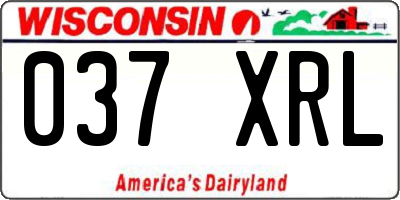 WI license plate 037XRL