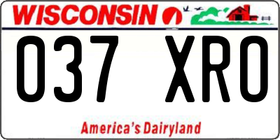 WI license plate 037XRO