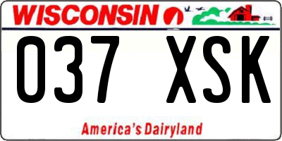 WI license plate 037XSK