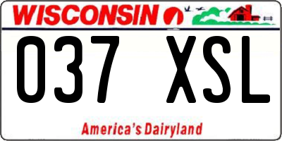 WI license plate 037XSL