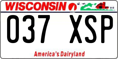 WI license plate 037XSP