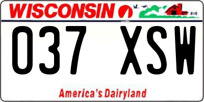 WI license plate 037XSW