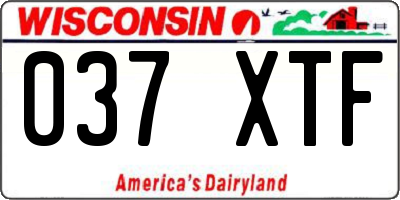 WI license plate 037XTF