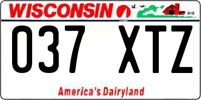 WI license plate 037XTZ