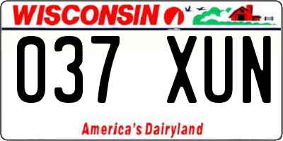 WI license plate 037XUN