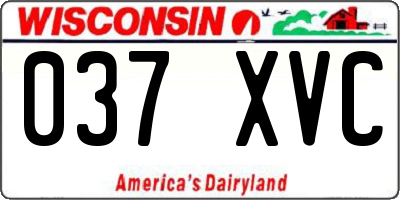 WI license plate 037XVC