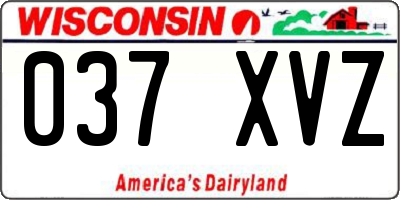 WI license plate 037XVZ