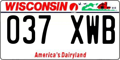 WI license plate 037XWB