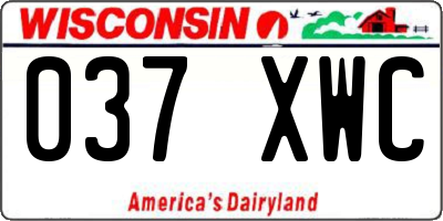 WI license plate 037XWC