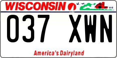 WI license plate 037XWN