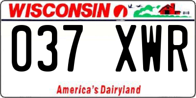 WI license plate 037XWR