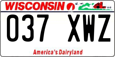 WI license plate 037XWZ