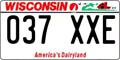 WI license plate 037XXE