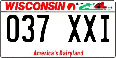 WI license plate 037XXI