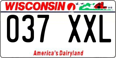 WI license plate 037XXL