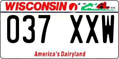 WI license plate 037XXW