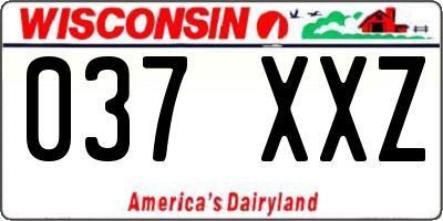 WI license plate 037XXZ