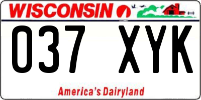 WI license plate 037XYK