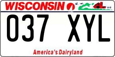 WI license plate 037XYL