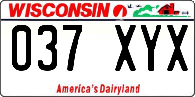 WI license plate 037XYX