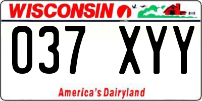 WI license plate 037XYY