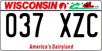 WI license plate 037XZC