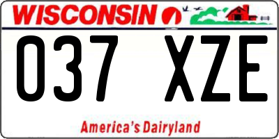 WI license plate 037XZE