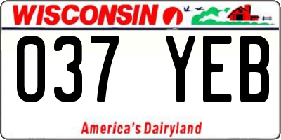 WI license plate 037YEB