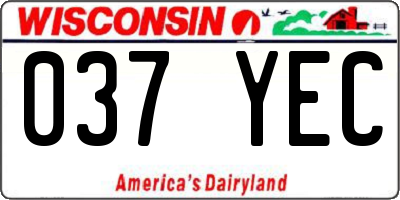 WI license plate 037YEC