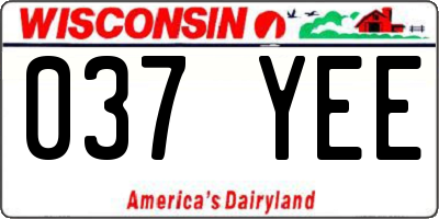 WI license plate 037YEE