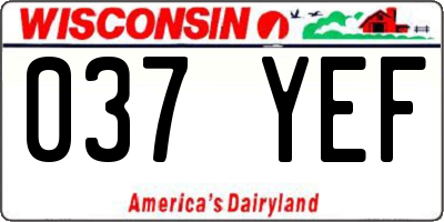 WI license plate 037YEF