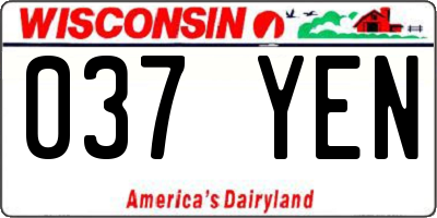 WI license plate 037YEN