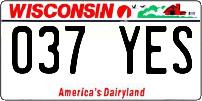 WI license plate 037YES