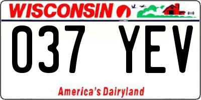 WI license plate 037YEV