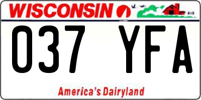 WI license plate 037YFA