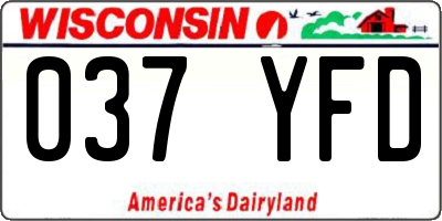 WI license plate 037YFD