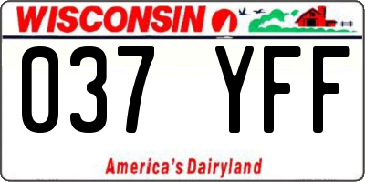 WI license plate 037YFF