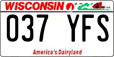 WI license plate 037YFS