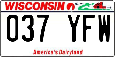WI license plate 037YFW
